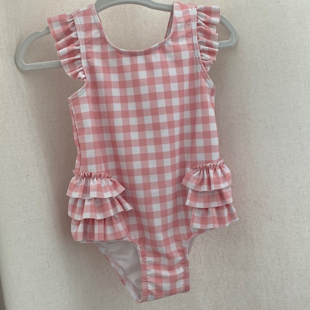 Pink Checkered Baby Swimwear